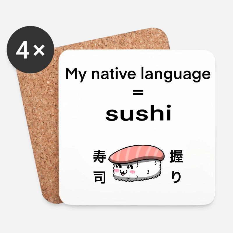 Meine Muttersprache ist Sushi - Untersetzer (4er-Set) - Weiß