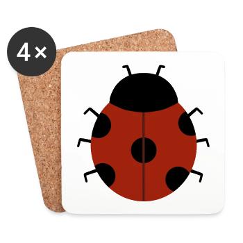 Illustration de coccinelle rouge pour des vêtements respectueux de l’environnement - Dessous de verre (lot de 4) - blanc - Devant
