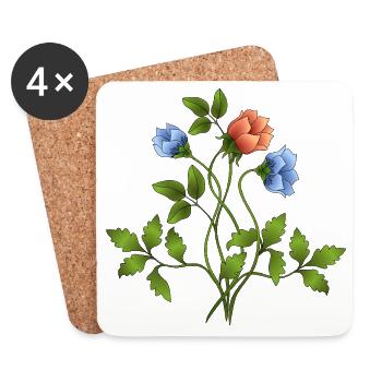 Fleur - Dessous de verre (lot de 4) - blanc - Devant