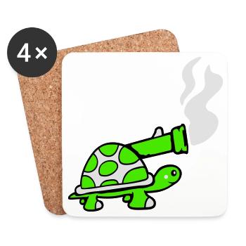 Turtle Tank Weapon Cannon Shoot Shot - Coasters (set of 4) - white - Front