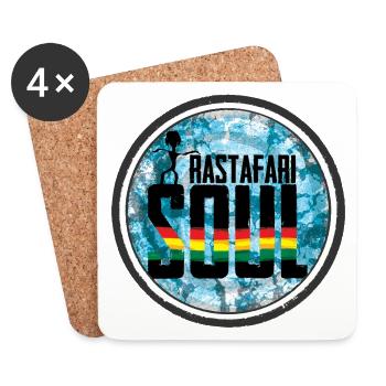 Rastafari Soul Design with Rainbow Bar - Coasters (set of 4) - white - Front