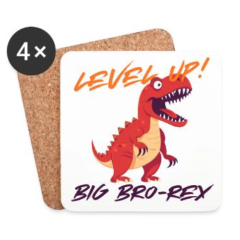 Passez au niveau supérieur – Big Bro Rex | Première fois grand frère - Dessous de verre (lot de 4) - blanc - Devant