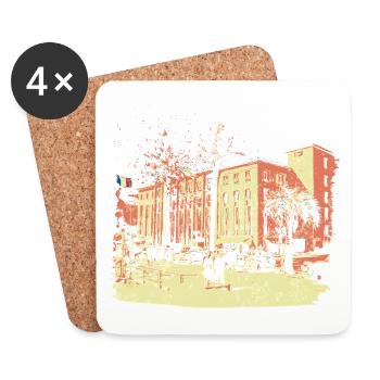 former Palais des Festivals de Cannes with palm tree - Coasters (set of 4) - white - Front