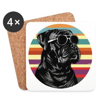 Cooler Dog mit Sonnenbrille - Untersetzer (4er-Set) - Weiß - Vorne