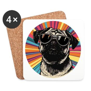 Lässiger Hund mit Sonnenbrille  - Untersetzer (4er-Set) - Weiß - Vorne
