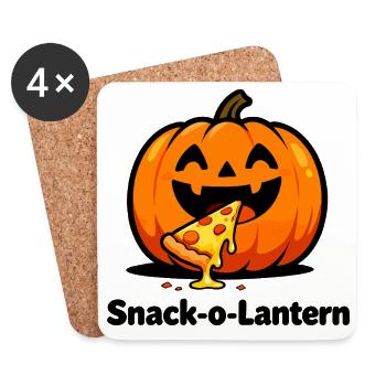 Citrouille avec une tranche de pizza Design d’Halloween - Dessous de verre (lot de 4) - blanc - Devant