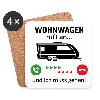 wohnwagen ruft an und ich muss gehen  - Untersetzer (4er-Set) - Weiß - Vorne