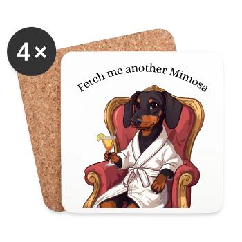 Teckel Mimosa Throne – Fetch Me Another - Dessous de verre (lot de 4) - blanc - Devant