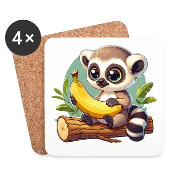 adorable raton laveur avec illustration de banane - Dessous de verre (lot de 4) - blanc - Devant