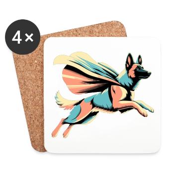 Super Maligator Belgischer Schäferhund Geschenk - Untersetzer (4er-Set) - Weiß - Vorne
