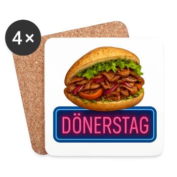 Kebab Day – Funny Kebab Pun Motif - Coasters (set of 4) - white - Front