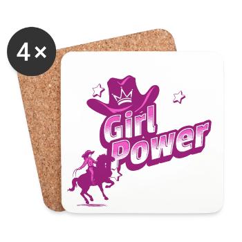 Girl Power - Horseback riding and Radiance - Coasters (set of 4) - white - Front