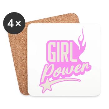 Girl Power sugar pink Flaming Graphic Design - Coasters (set of 4) - white - Front
