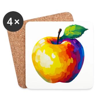 Farbenfroher Pixelapfel - Untersetzer (4er-Set) - Weiß - Vorne