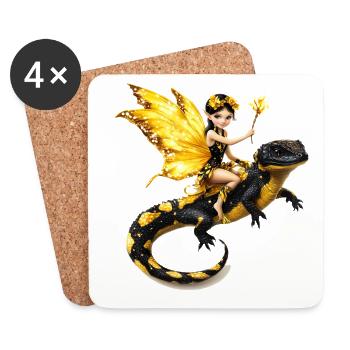 Feenhafte Waldschnucke mit Flügeln auf Drachen - Untersetzer (4er-Set) - Weiß - Vorne