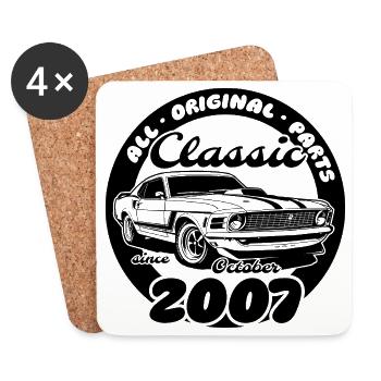 18. Geburtstag - Klassiker Musclecar 10/2007 - Untersetzer (4er-Set) - Weiß - Vorne