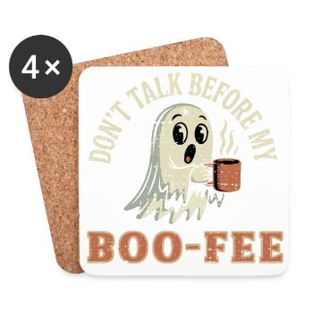 Spooky Ghost with Coffee Quote - Coasters (set of 4) - white - Front