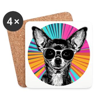 Chihuahua with retro sunglasses - Coasters (set of 4) - white - Front