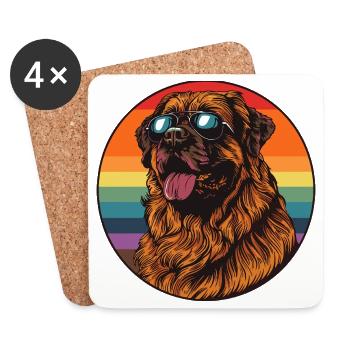 Labrador au design rétro arc-en-ciel - Dessous de verre (lot de 4) - blanc - Devant