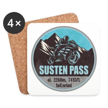 Col du Susten Suisse Alpes Itinéraire Moto - Dessous de verre (lot de 4) - blanc - Devant