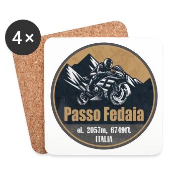 Passo Fedaia Italie Dolomites Itinéraire Moto - Dessous de verre (lot de 4) - blanc - Devant