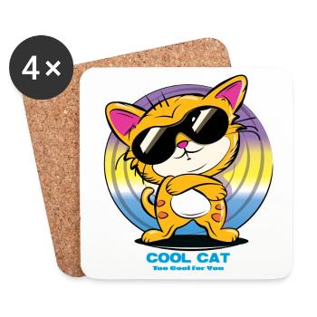 Coole Katze mit Sonnenbrille - Untersetzer (4er-Set) - Weiß - Vorne