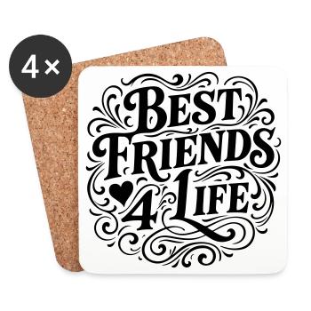 Meilleurs amis Amitié - Dessous de verre (lot de 4) - blanc - Devant