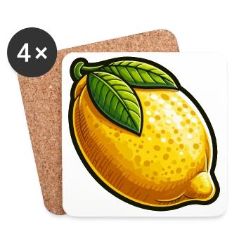 Lemon Natural Illustration - Coasters (set of 4) - white - Front