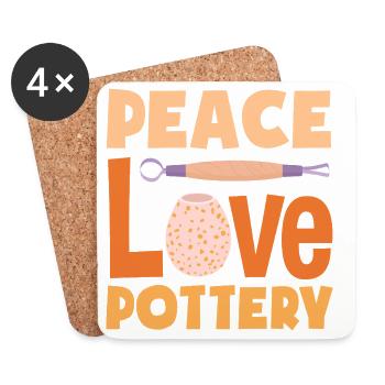 Peace Love Pottery Crafts - Coasters (set of 4) - white - Front