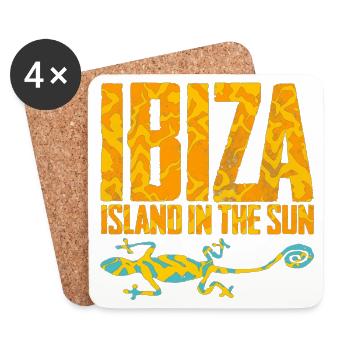 Soleil de l’île d’Ibiza avec gecko - Dessous de verre (lot de 4) - blanc - Devant