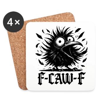 F Caw F Krähe Rabe Halloween - Untersetzer (4er-Set) - Weiß - Vorne