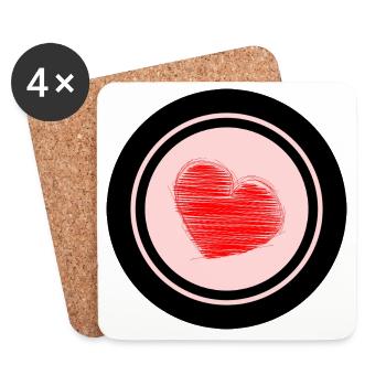 HEART. HEARTS. VALENTINE'S DAY. LOVE. LOVE. COUPLE. - Coasters (set of 4) - white - Front