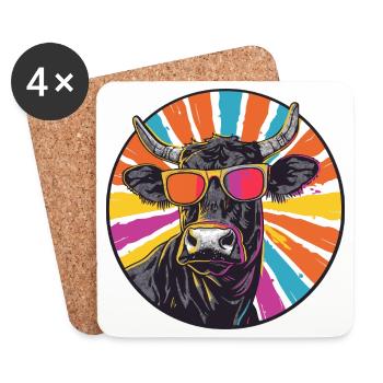 Bulls with sunglasses - Coasters (set of 4) - white - Front