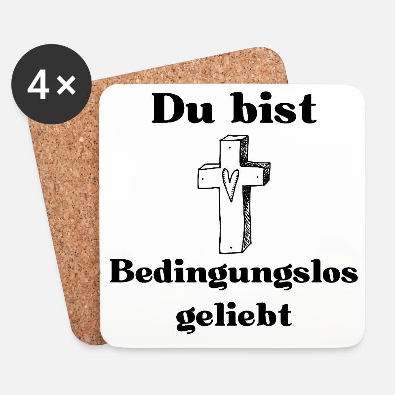 Religiöse Kreuzzeichnung mit Herz - Untersetzer (4er-Set) - Weiß