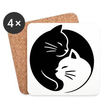 Ying Yang Cats - Untersetzer (4er-Set) - Weiß - Vorne