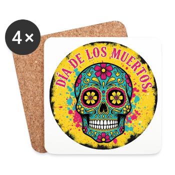 Skull Dia de los Muertos Cracked Edition - Untersetzer (4er-Set) - Weiß - Vorne