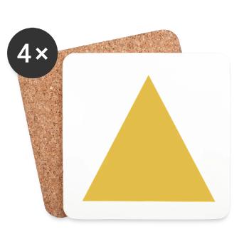 Motif triangle géométrique en or - Dessous de verre (lot de 4) - blanc - Devant
