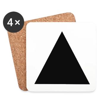 Motif triangulaire abstrait en noir - Dessous de verre (lot de 4) - blanc - Devant