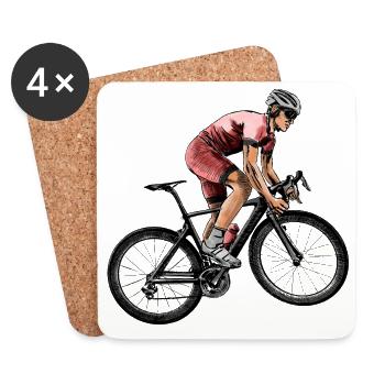 Dynamic cyclist in competition - Coasters (set of 4) - white - Front