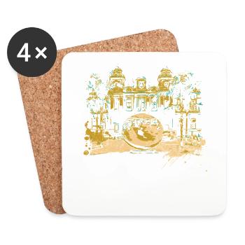 Fassade des Monaco Casinos, Golden Globe - Untersetzer (4er-Set) - Weiß - Vorne