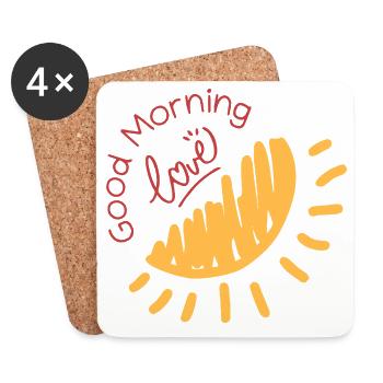 Good Morning Love – Half Sun Illustration for Tas - Coasters (set of 4) - white - Front