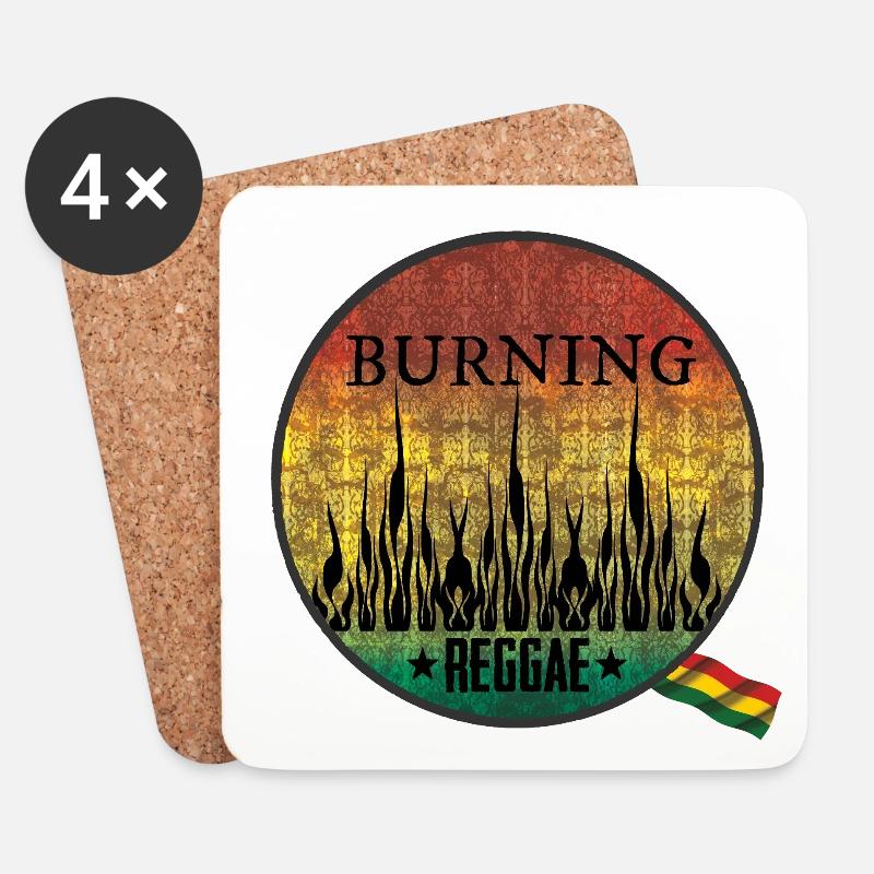 Feuriges Burning Reggae Emblem - Untersetzer (4er-Set) - Weiß