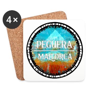 Peguera Mallorca Vintage Design - Untersetzer (4er-Set) - Weiß - Vorne