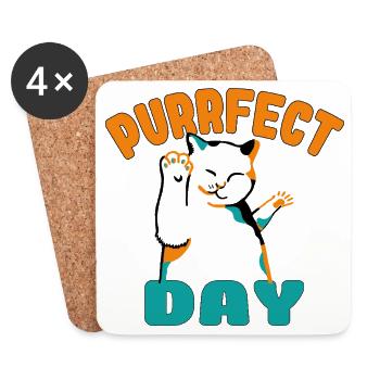 Vibrant Dancer Cat Costume - Coasters (set of 4) - white - Front