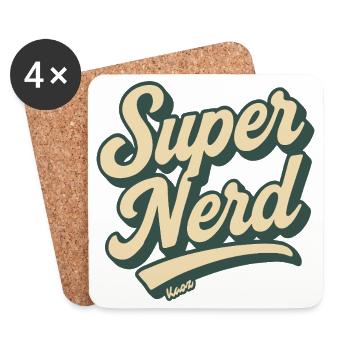 Super Nerd Retro Script - Untersetzer (4er-Set) - Weiß - Vorne