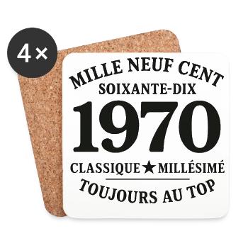 1970 – Classique Millésimé, Toujours au Top - Dessous de verre (lot de 4) - blanc - Devant