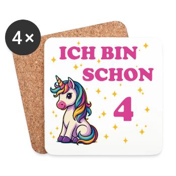 Children's Birthday 4, Dancing Funny Unicorn - Coasters (set of 4) - white - Front