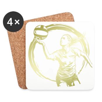 Volleyball Player Silhouette - Coasters (set of 4) - white - Front