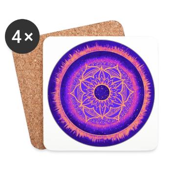 Design de mandala en violet, bleu et orange - Dessous de verre (lot de 4) - blanc - Devant