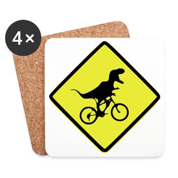 T-Rex Fahrradsignal illustriert - Untersetzer (4er-Set) - Weiß - Vorne